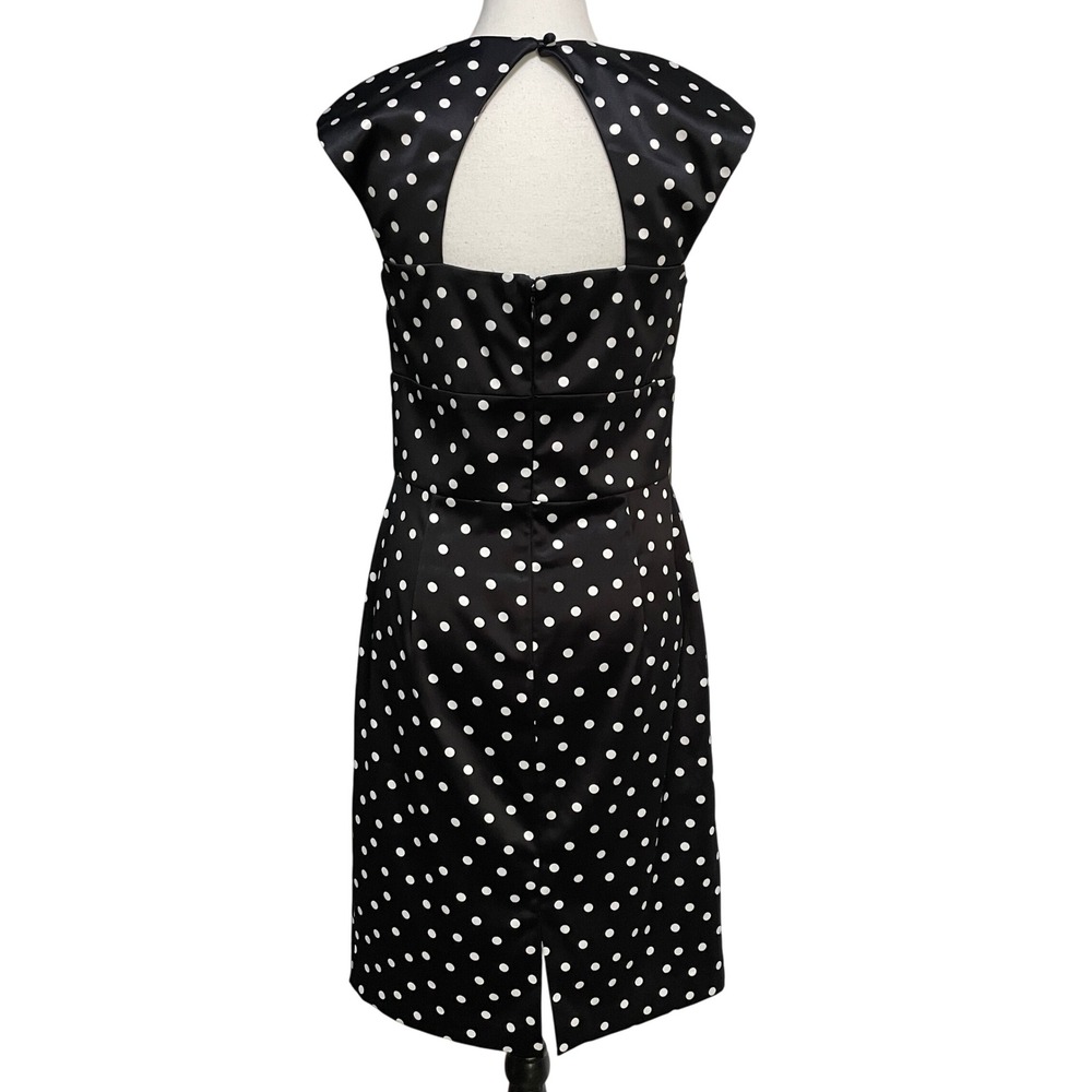 White House Black Market Sheath Dress Sz‎ 8 Polka Dot Pin-up Retro Cocktail Chic - Picture 2 of 13